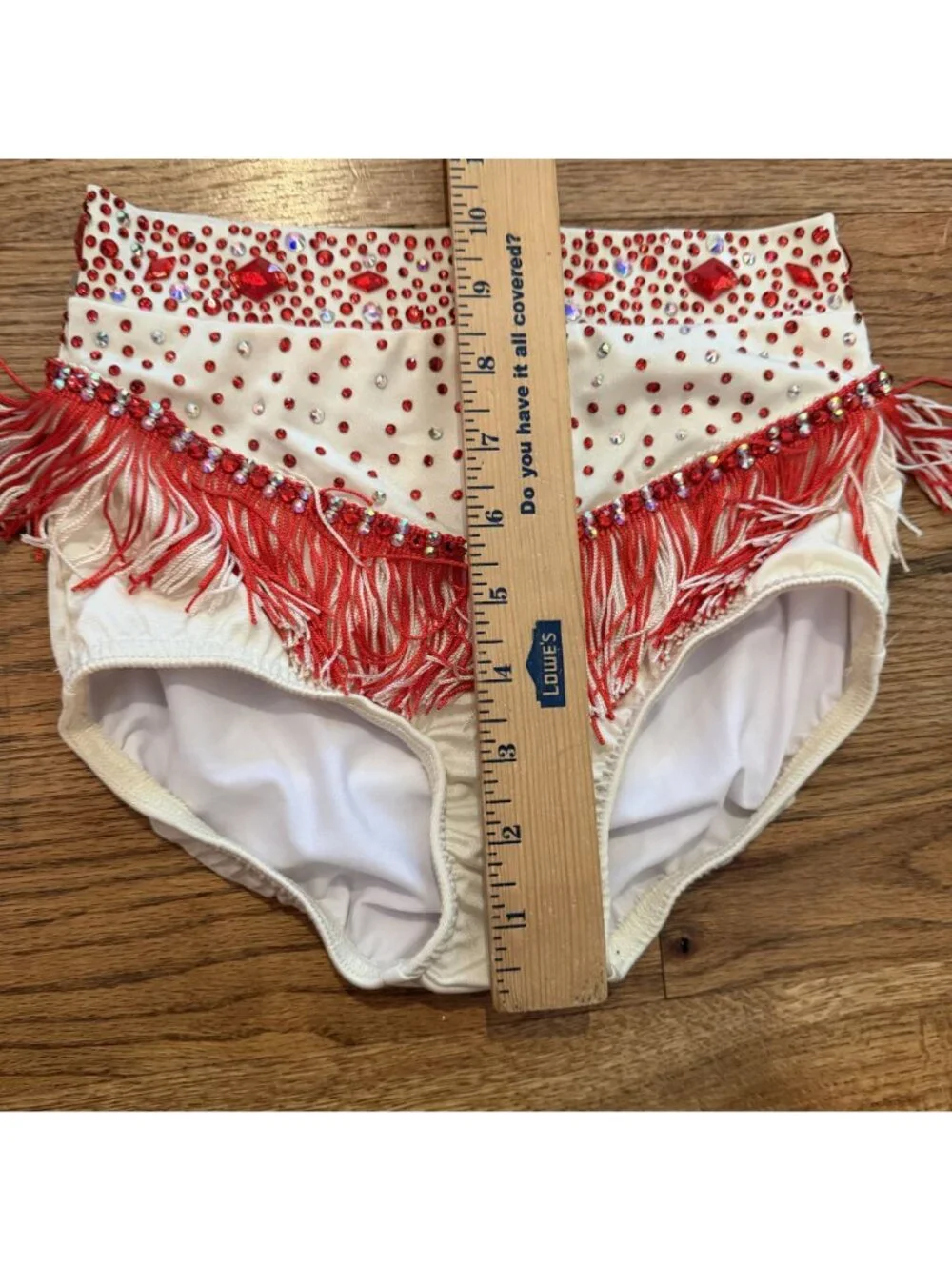 Kelle Large Child Red White Competition Dance Costume Fringe Tap Jazz Custom
